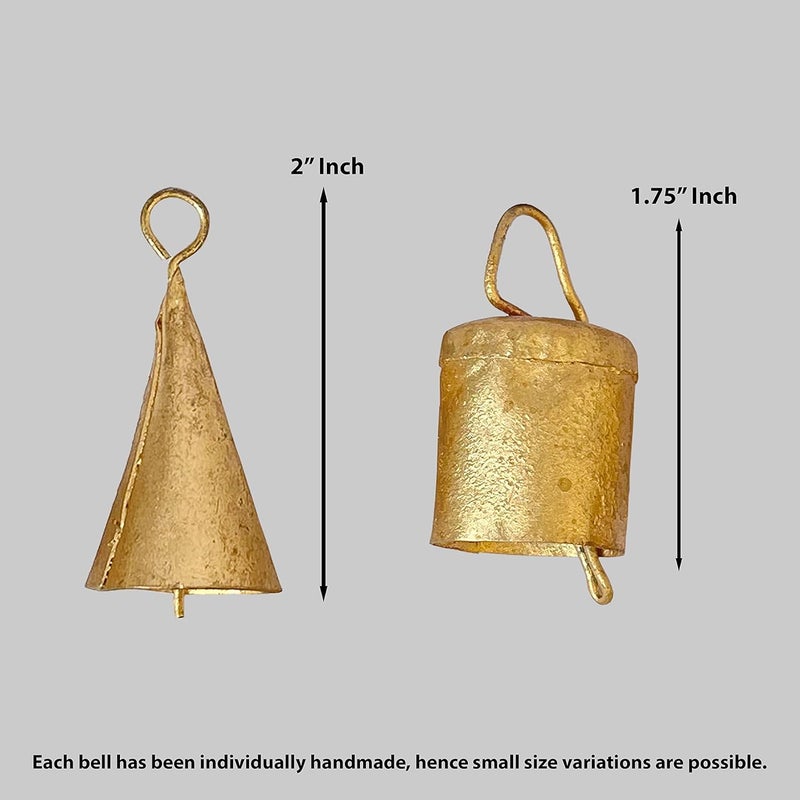 Vivanta Rustic Metal Bells 10 Pcs - Vintage Christmas Decorations, Small Bells for Crafts, Jingle & Witch Bells, Cow Bells, Mini Antique Gold Bells, Boho Hanging Ornaments, Farmhouse Decor, Garland - Image 2
